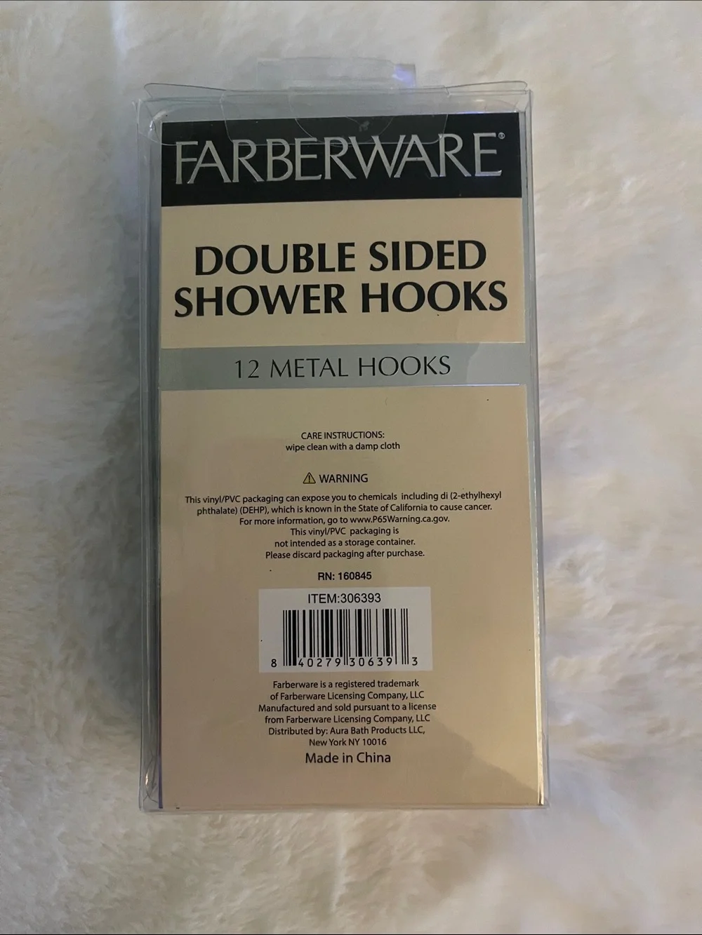 Farberware Black Double-Sided Shower Hooks Pack of 12